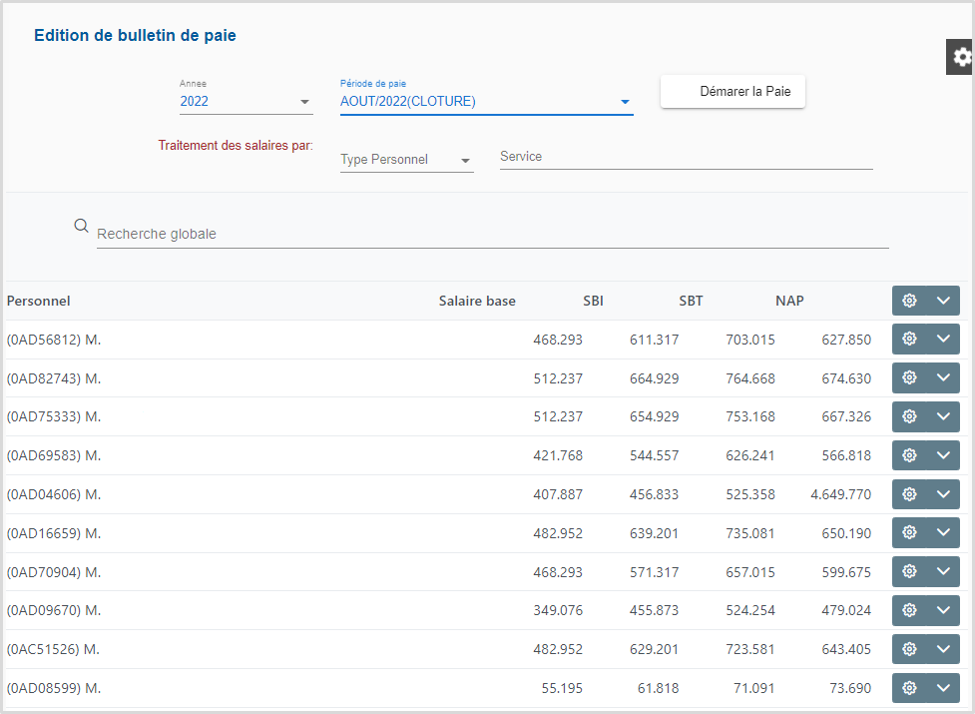 Calcul de la paie