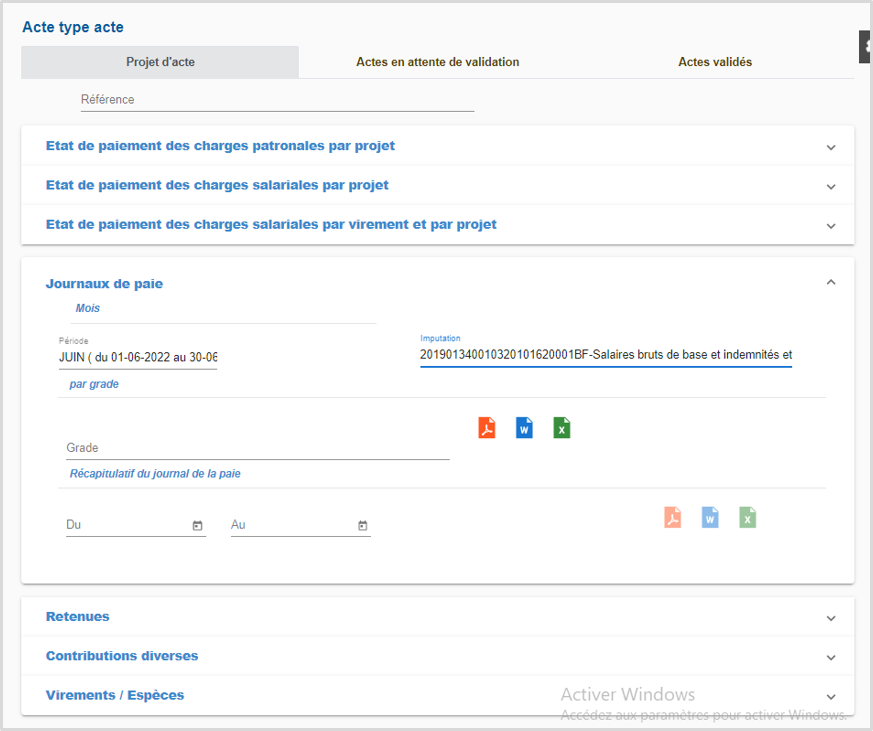 États de salaire